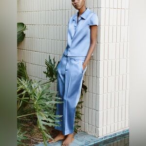 Zara light Blue Satin Shirt